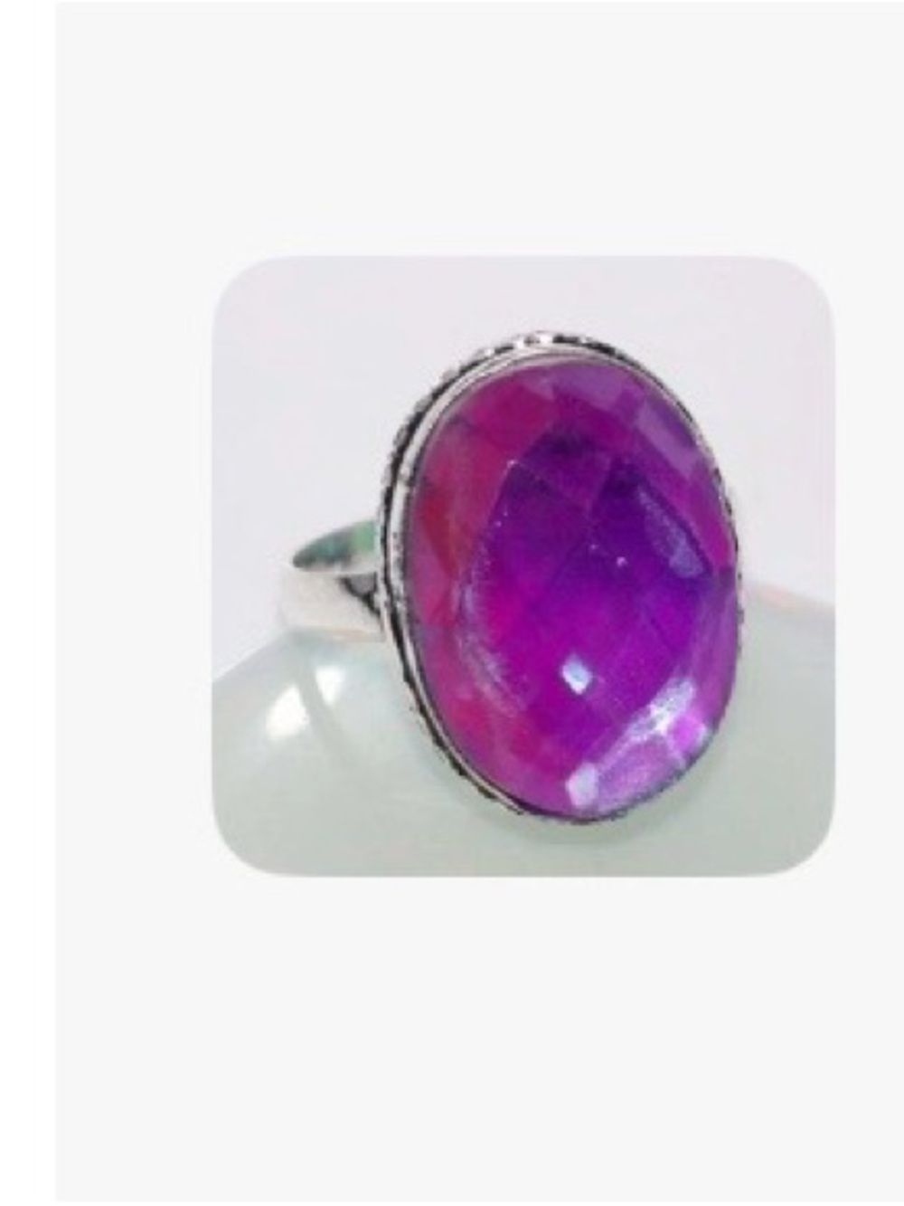 Multi  faceted, iridescent,  colors changing 925 marked, Aqua Mystic ring size 9